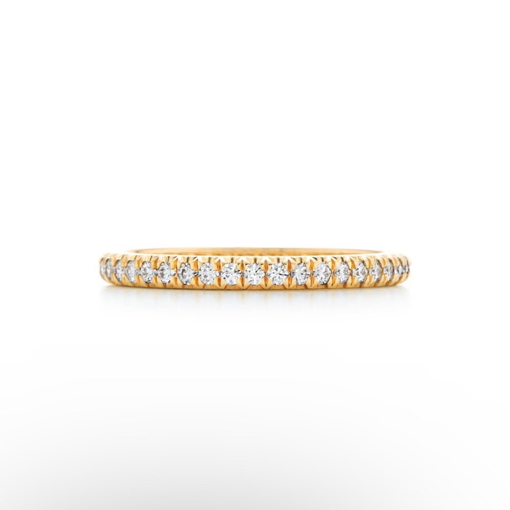 Tiffany Co - Half Eternity Ring in Yellow Gold with Diamonds